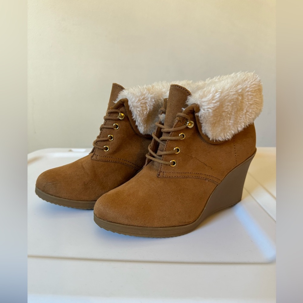 Wedge Faux Fur Ankle Boots